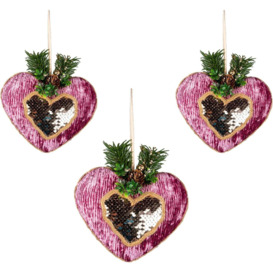 16.5cm Pink Heart - Christmas Hanging Decoration - thumbnail 3