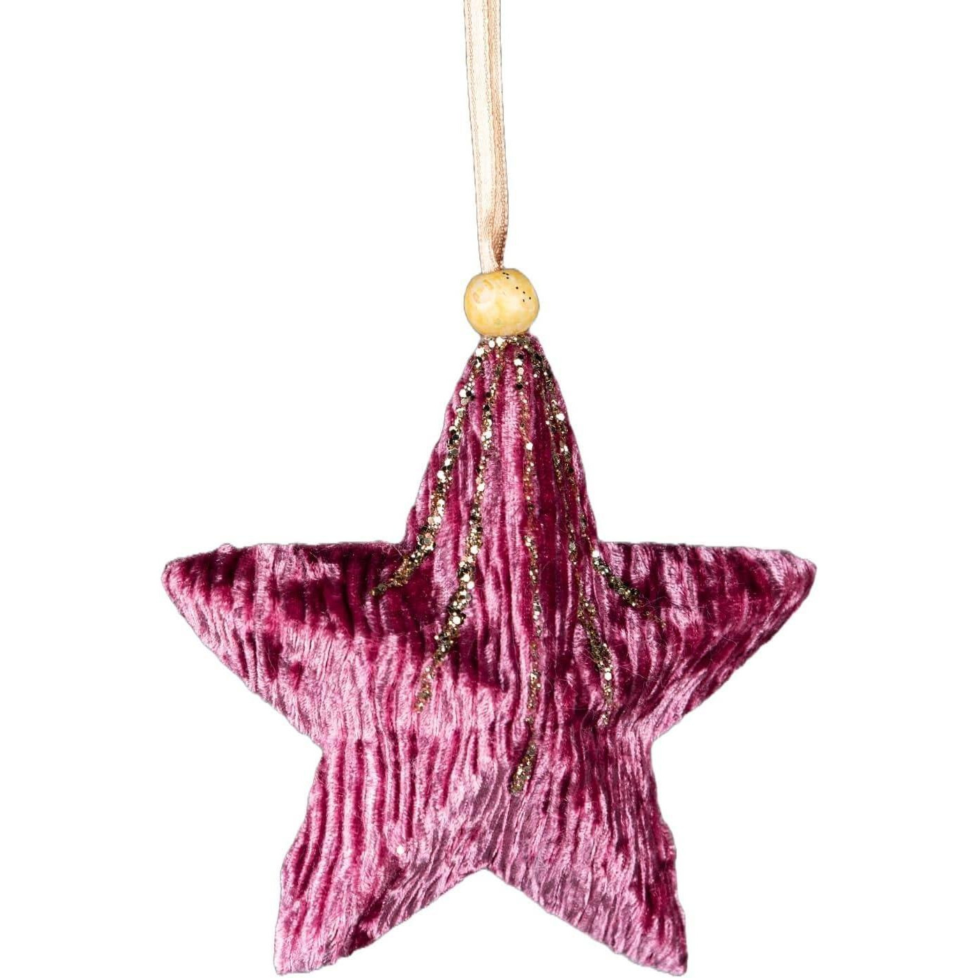 10.5cm Pink Star - Christmas Hanging Decoration - image 1