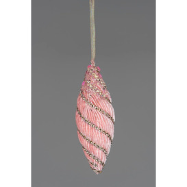 15cm Nut Shape Bauble Baby Pink - Christmas Hanging Decoration - thumbnail 3