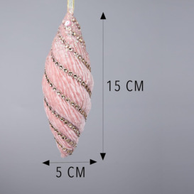 15cm Nut Shape Bauble Baby Pink - Christmas Hanging Decoration - thumbnail 2