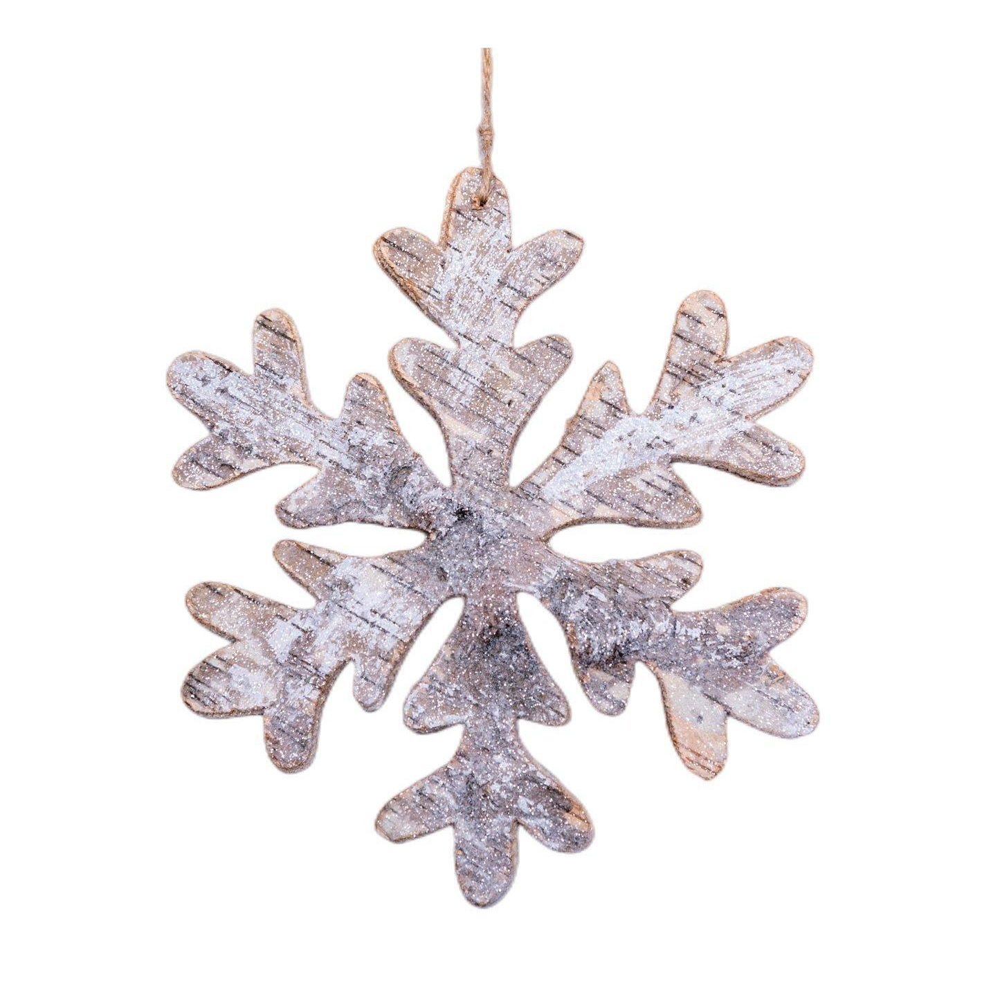 16cm Snowflake Shape Birch Bark Wooden Christmas Wall Hanging Decoration - image 1