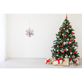 16cm Snowflake Shape Birch Bark Wooden Christmas Wall Hanging Decoration - thumbnail 3