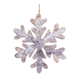 16cm Snowflake Shape Birch Bark Wooden Christmas Wall Hanging Decoration - thumbnail 1