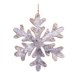 16cm Snowflake Shape Birch Bark Wooden Christmas Wall Hanging Decoration