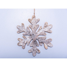 16cm Snowflake Shape Birch Bark Wooden Christmas Wall Hanging Decoration - thumbnail 2