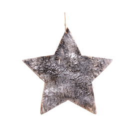 20cm Star Shape Birch Bark Wooden Christmas Wall Hanging Decoration