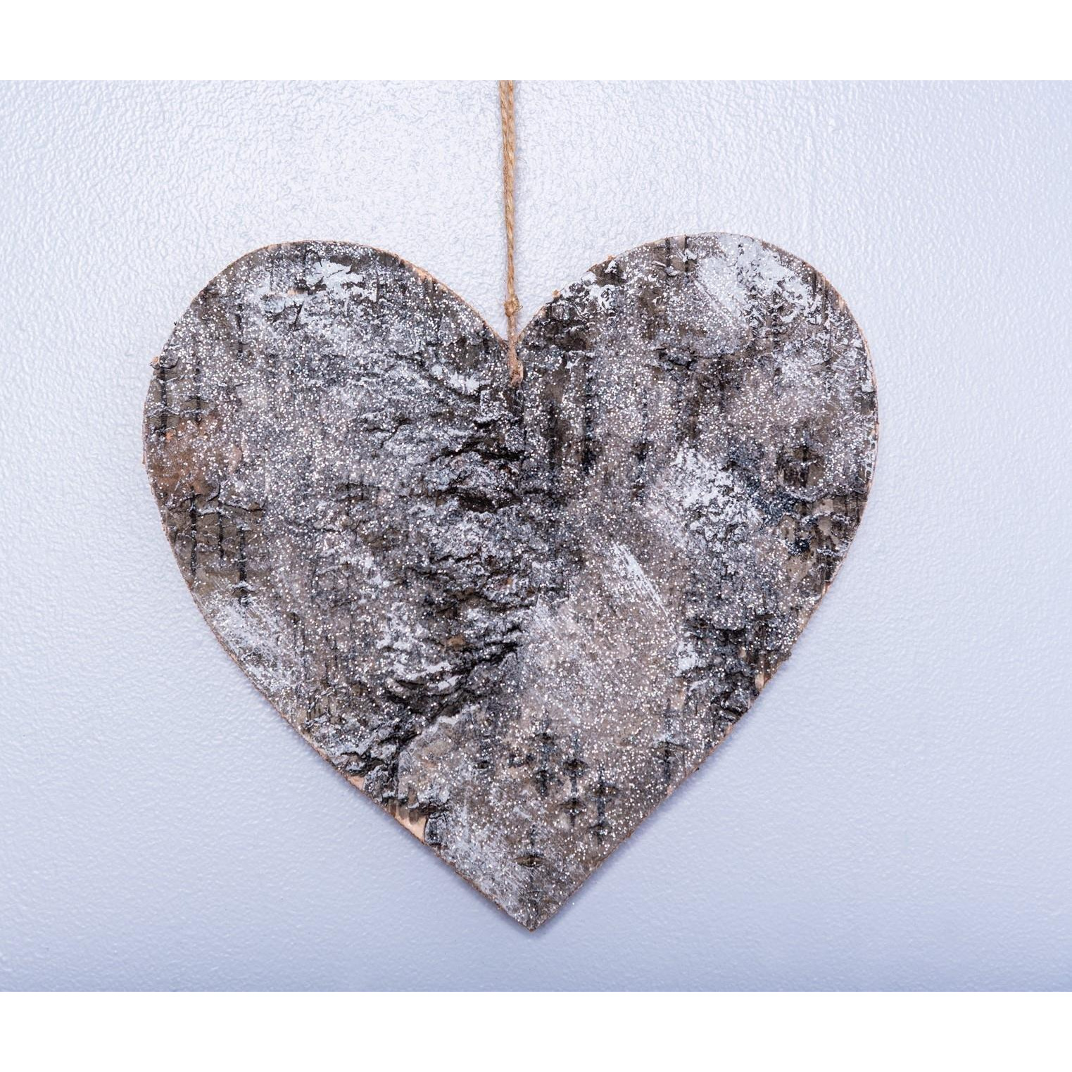 20cm Heart Shape Birch Bark Wooden Christmas Wall Hanging Decoration - image 1