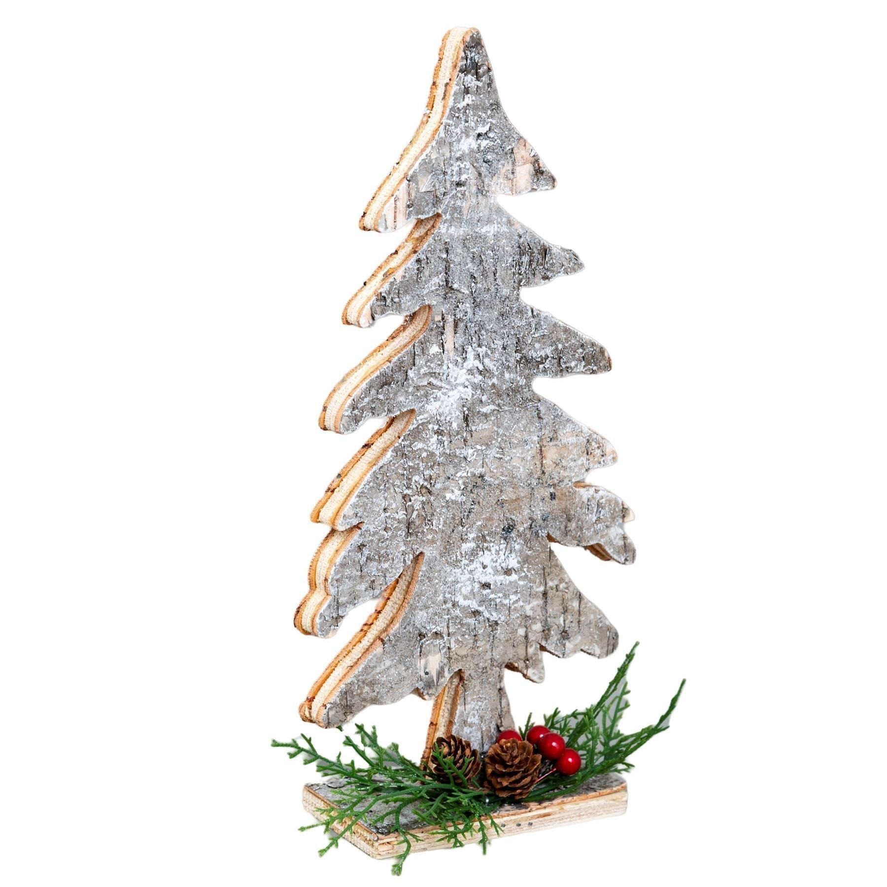 30cm Christmas Tree Shape Birch Bark Wooden Christmas Table Top Decoration - image 1