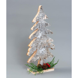 30cm Christmas Tree Shape Birch Bark Wooden Christmas Table Top Decoration - thumbnail 2