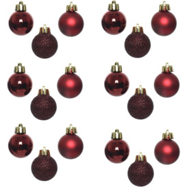 Christmas Baubles Shatterproof Burgundy,Tree Decorations 30mm/12Pcs - thumbnail 1