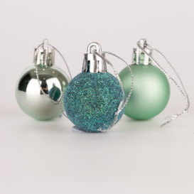 30mm/12Pcs Christmas Baubles Shatterproof Turquoise,Tree Decorations - thumbnail 1