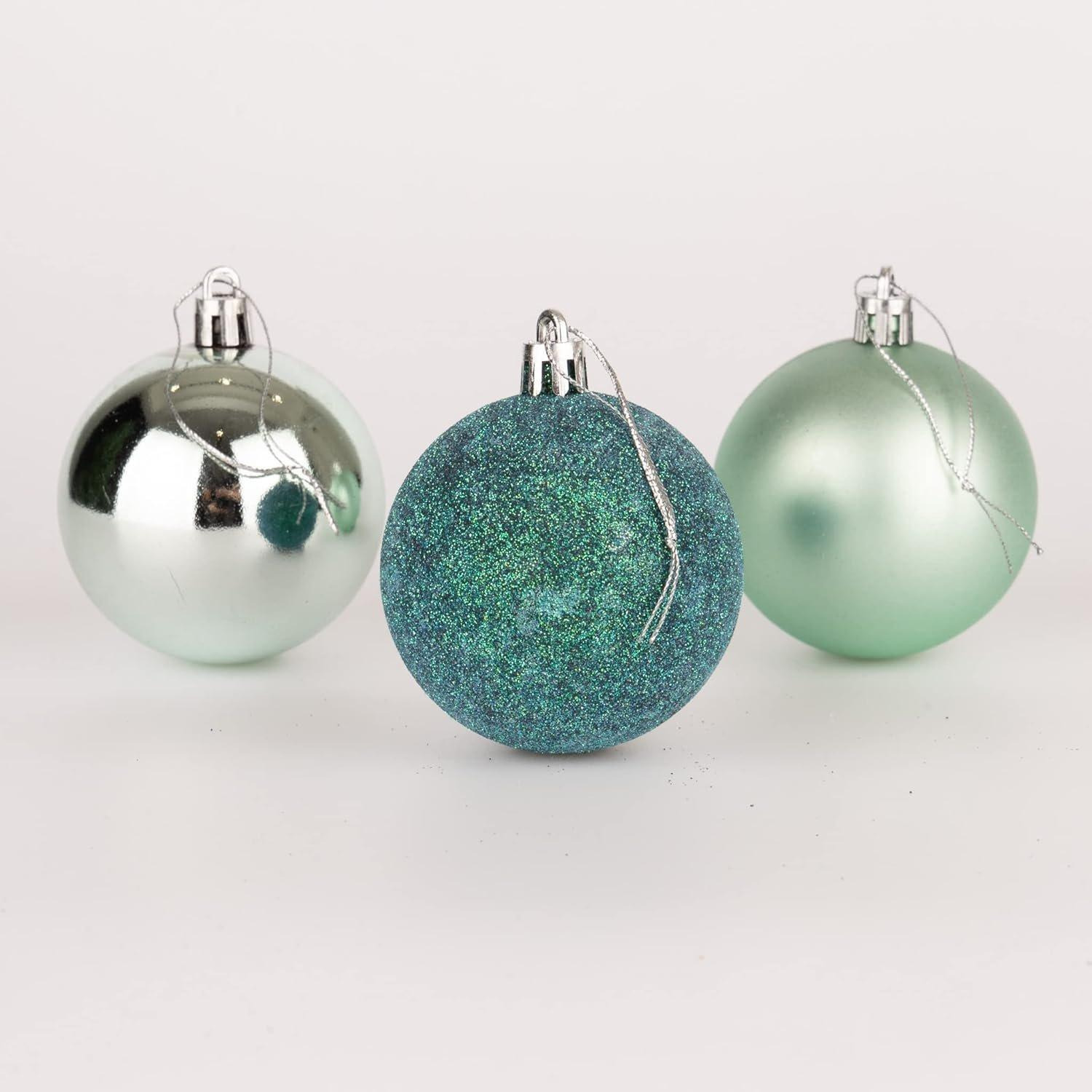 50mm/12Pcs Christmas Baubles Shatterproof Turquoise,Tree Decorations - image 1