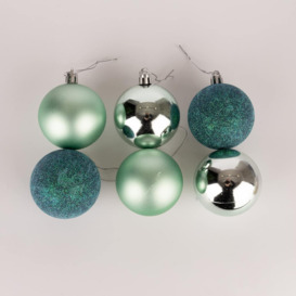 50mm/12Pcs Christmas Baubles Shatterproof Turquoise,Tree Decorations - thumbnail 3