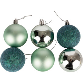 60mm/6Pcs Christmas Baubles Shatterproof Turquoise,Tree Decorations - thumbnail 3