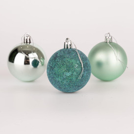 60mm/6Pcs Christmas Baubles Shatterproof Turquoise,Tree Decorations - thumbnail 1