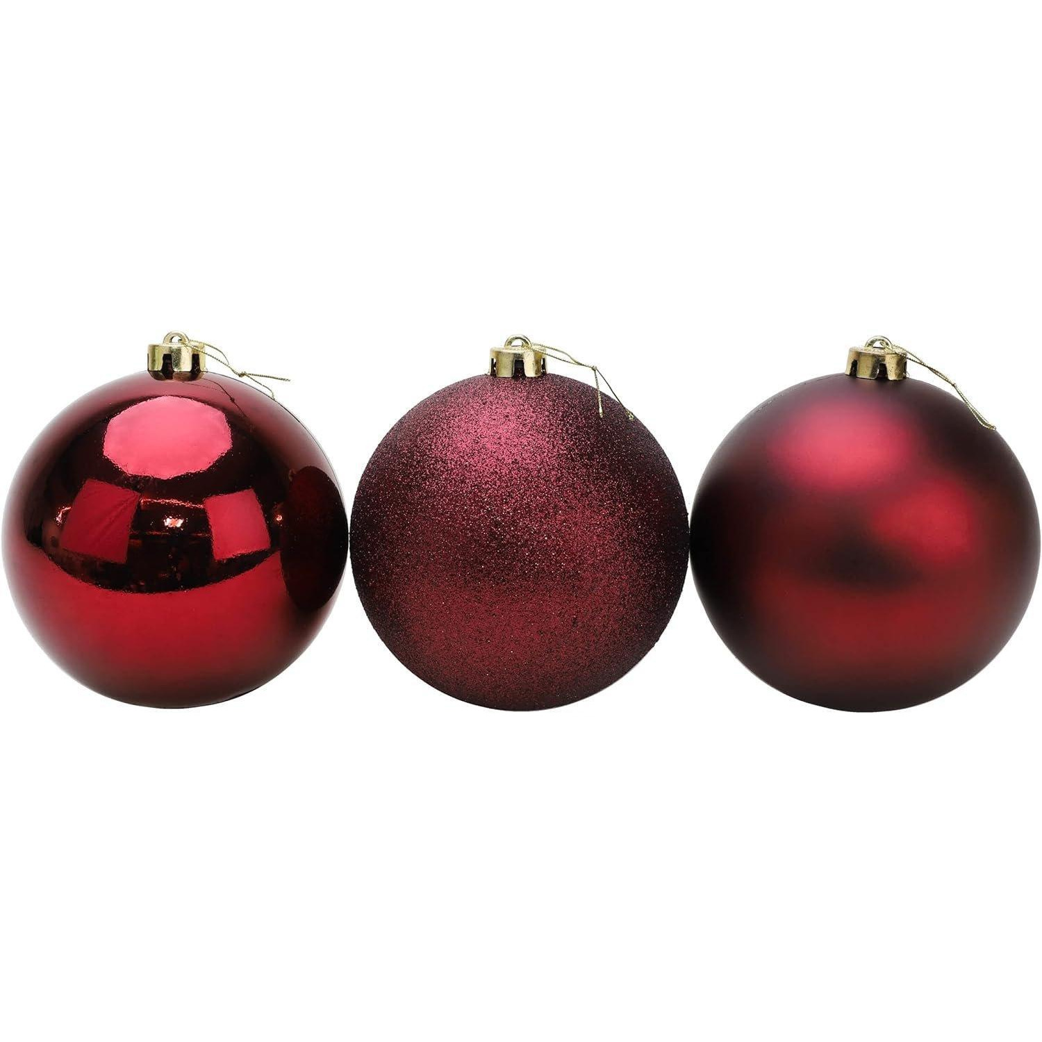 10cm/3Pcs Christmas Baubles Shatterproof Burgundy,Tree Decorations - image 1