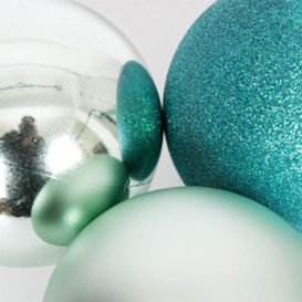 Christmas Baubles Shatterproof Turquoise, Christmas Tree Decorations Ball 15cm/3Pcs - thumbnail 3