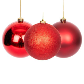 Christmas Tree DecorationsBaubles dark red 15cm-3pcs -pvc - thumbnail 1