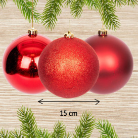 Christmas Tree DecorationsBaubles dark red 15cm-3pcs -pvc - thumbnail 2