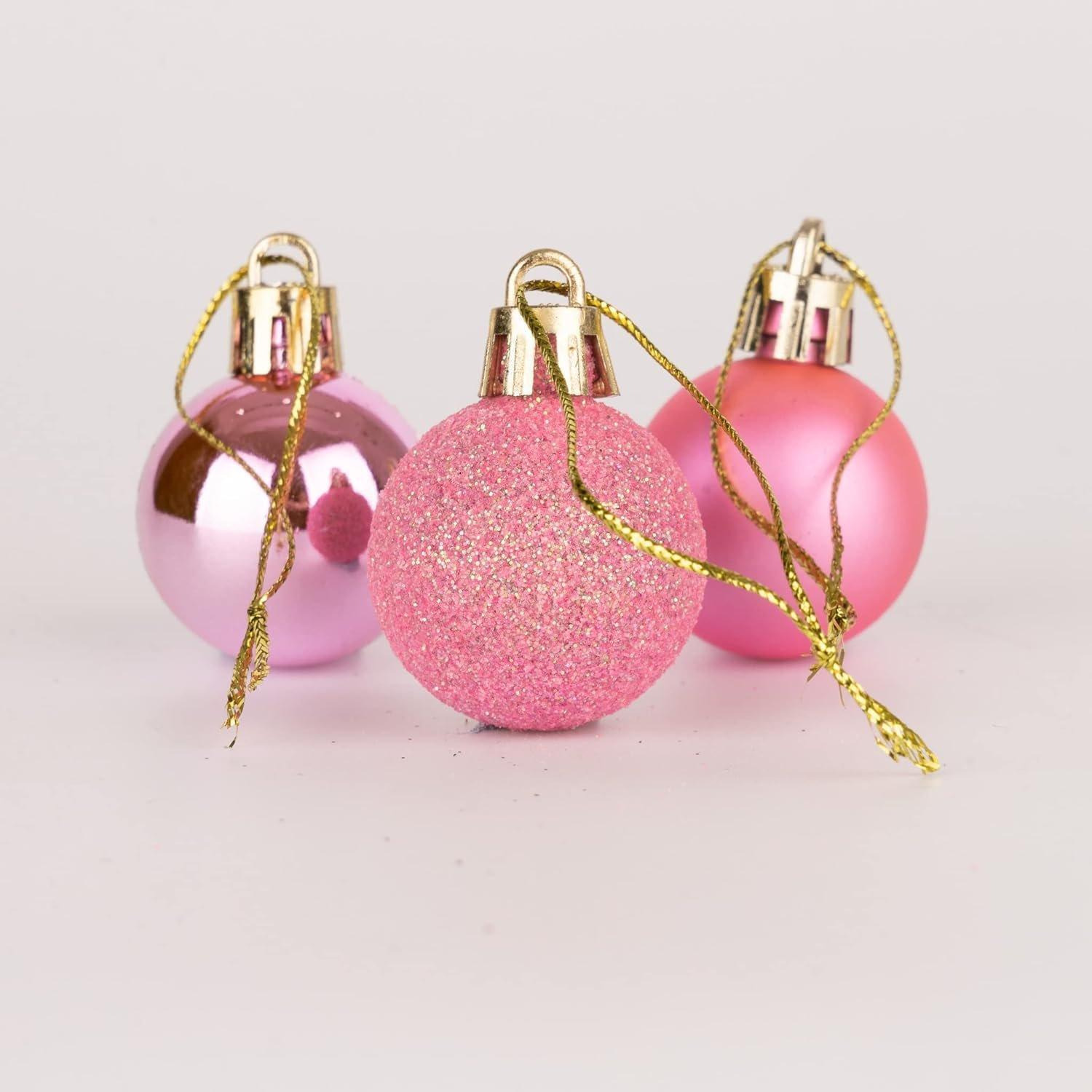 30mm/24Pcs Christmas Baubles Shatterproof Pink,Tree Decorations - image 1