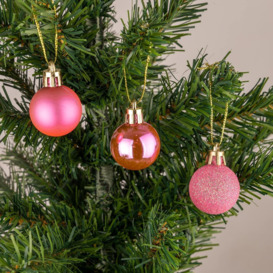 30mm/24Pcs Christmas Baubles Shatterproof Pink,Tree Decorations - thumbnail 2