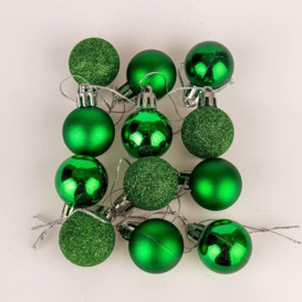 30mm/24Pcs Christmas Baubles Shatterproof Dark Green,Tree Decorations - thumbnail 3