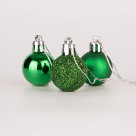 30mm/24Pcs Christmas Baubles Shatterproof Dark Green,Tree Decorations - thumbnail 2