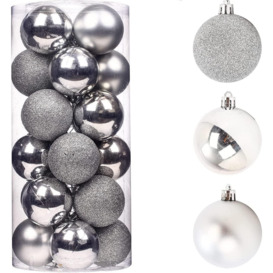50mm/18Pcs Christmas Baubles Shatterproof Silver,Tree Decorations