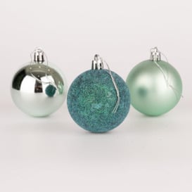50mm/24Pcs Christmas Baubles Shatterproof Turquoise,Tree Decorations - thumbnail 1