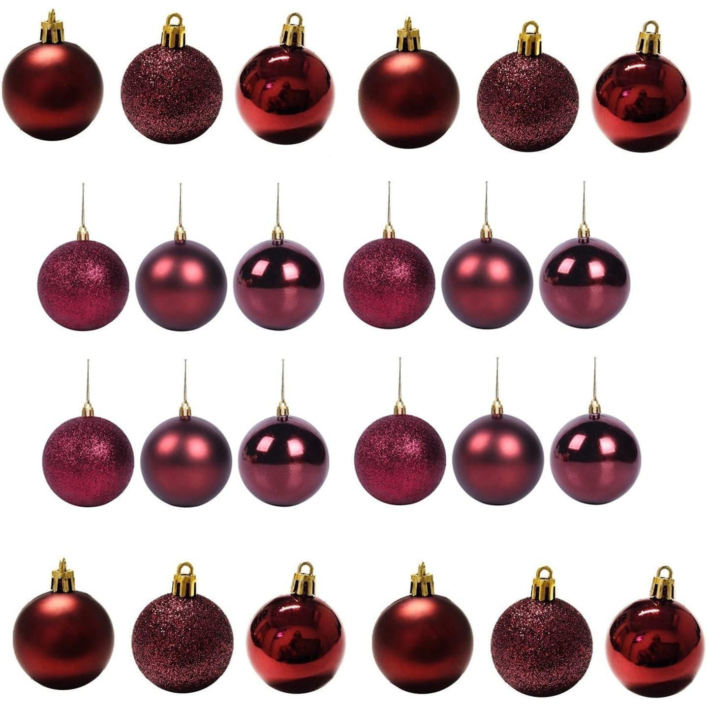 Christmas Baubles Shatterproof Burgundy,Tree Decorations 50mm/24Pcs - image 1