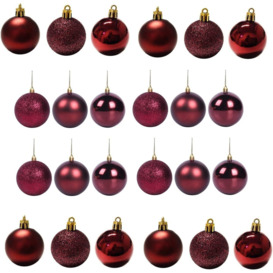 Christmas Baubles Shatterproof Burgundy,Tree Decorations 50mm/24Pcs