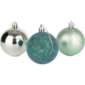 60mm/18Pcs Christmas Baubles Shatterproof Turquoise,Tree Decorations - thumbnail 3