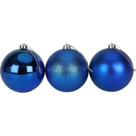 15cm/3Pcs Christmas Baubles Shatterproof Blue,Tree Decorations - thumbnail 2