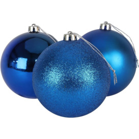 15cm/3Pcs Christmas Baubles Shatterproof Blue,Tree Decorations - thumbnail 1