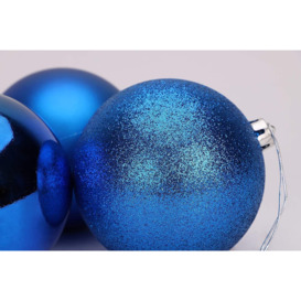 15cm/3Pcs Christmas Baubles Shatterproof Blue,Tree Decorations - thumbnail 3