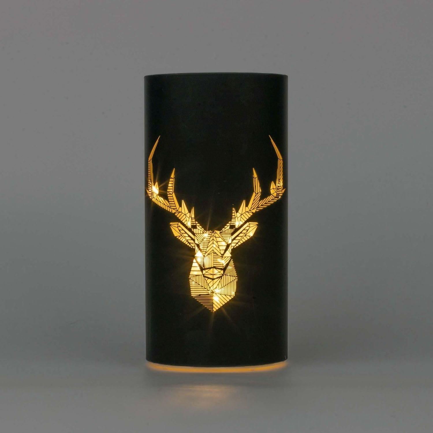 22cm Christmas Decorated Vase Led Black Glass Vase / Stags Head - image 1