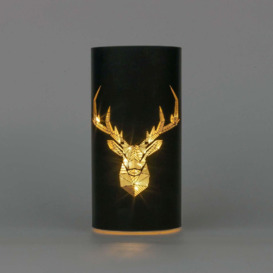22cm Christmas Decorated Vase Led Black Glass Vase / Stags Head - thumbnail 1
