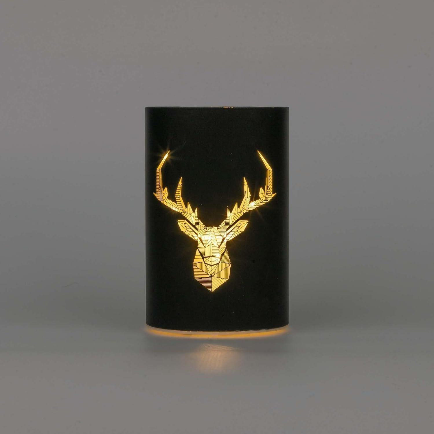 17cm Christmas Decorated Vase Led Black Glass Vase / Stags Head - image 1
