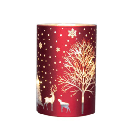 12cm Christmas Decorated Vase Led Red Glass Vase / Tree - thumbnail 1