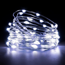 100LED/10m Fairy String Lights Silver Wire Battery Operated Cool White LEDs Twinkle Waterproof Lights for Outdoor Indoor Decoration,2pk