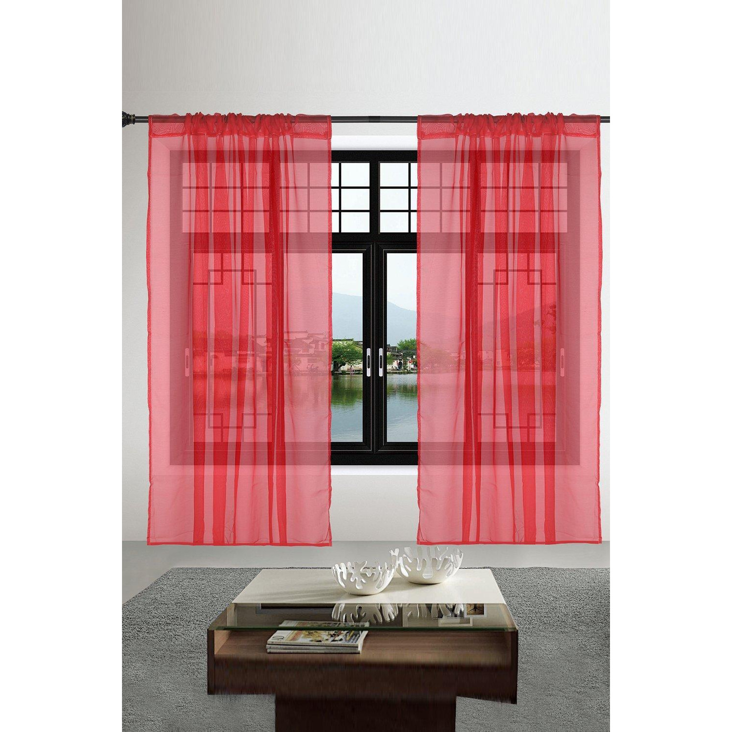 Pair Of Semi Transparent Chiffon Voile Curtains - image 1