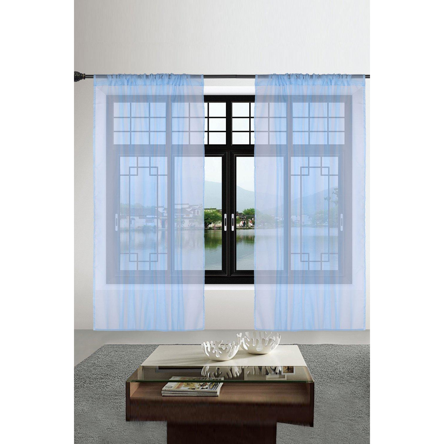 Pair Of Semi Transparent Chiffon Voile Curtains - image 1