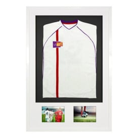3D + Double Aperture Mounted Sports Shirt Display Frame with White Frame and White Mount 61 x 91.5cm