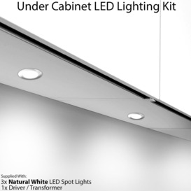 3x CHROME Round Flush Under Cabinet Kitchen Light & Driver Kit - Natural White LED - thumbnail 2