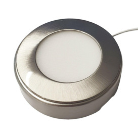 2x BRUSHED NICKEL Round Surface or Flush Under Cabinet Kitchen Light & Driver Kit - Natural White LED - thumbnail 3