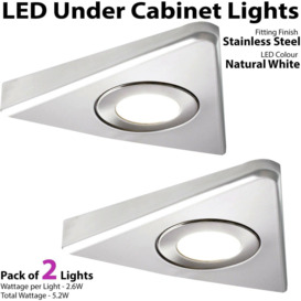 2x BRUSHED NICKEL Triangle Surface Under Cabinet Kitchen Light & Driver Kit - Natural White LED - thumbnail 3