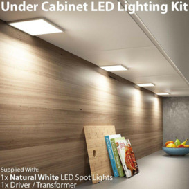 1x BRUSHED NICKEL Ultra-Slim Square Under Cabinet Kitchen Light & Driver Kit - Natural White LED - thumbnail 2