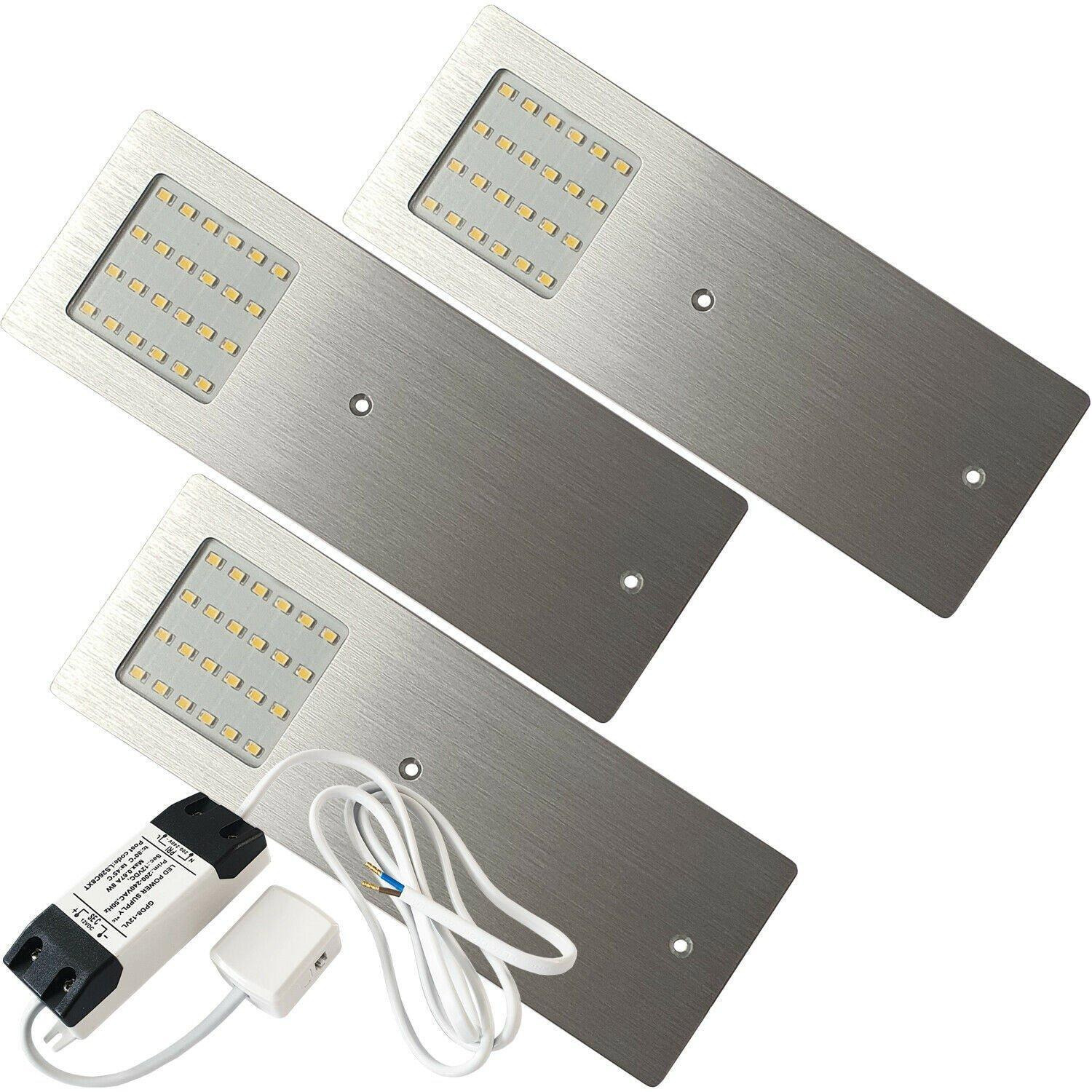 3x ALUMINIUM Ultra-Slim Rectangle Under Cabinet Kitchen Light & Driver Kit - Natural White LED - image 1