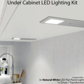 3x ALUMINIUM Ultra-Slim Rectangle Under Cabinet Kitchen Light & Driver Kit - Natural White LED - thumbnail 2