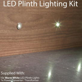 ROUND LED Plinth Light Kit 10x WARM WHITE Spotlight Kitchen Bathroom Floor Panel - thumbnail 2